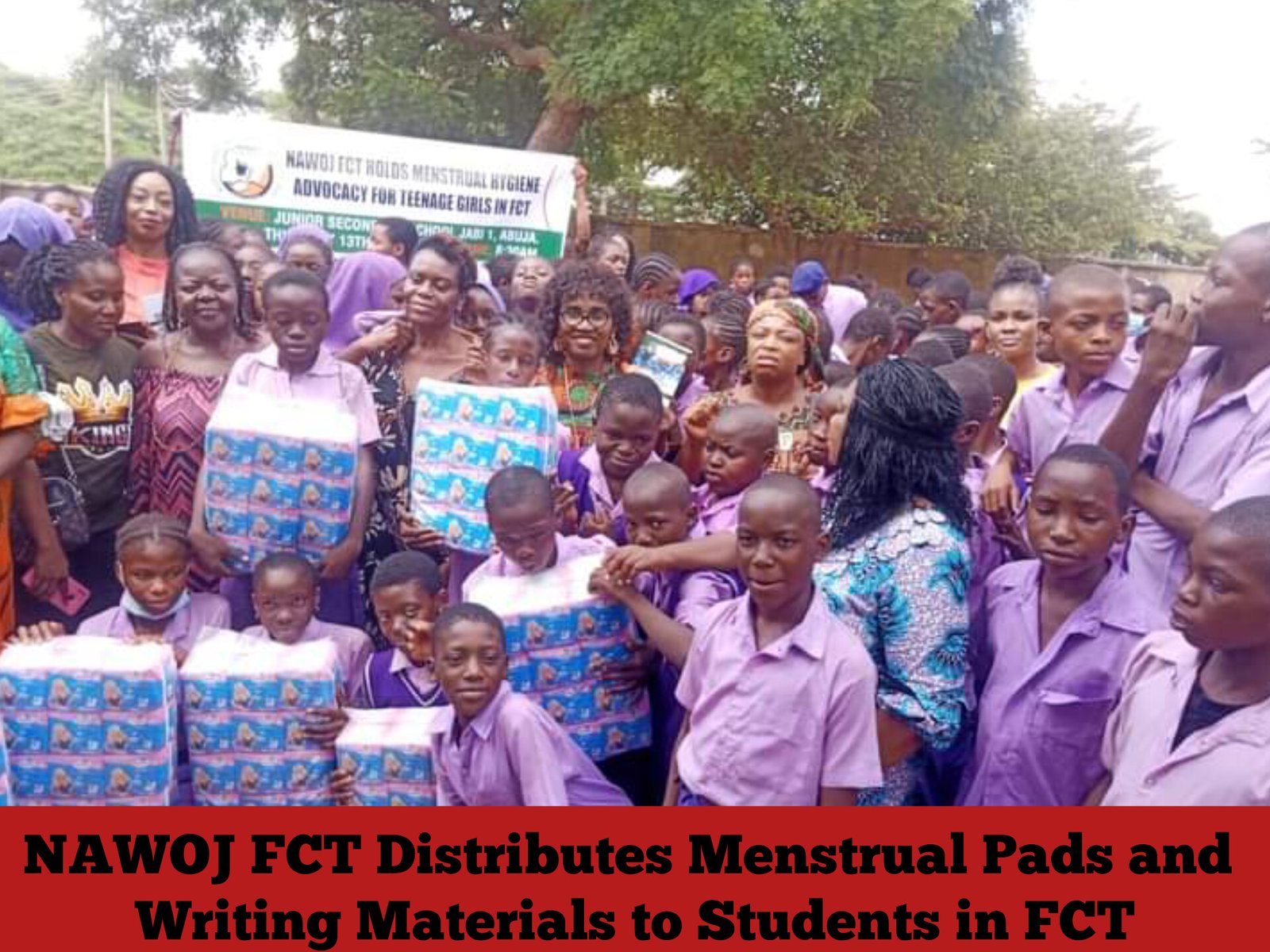 NAWOJ FCT Distributes Menstrual Pads and Writing Materials to Students in FCT