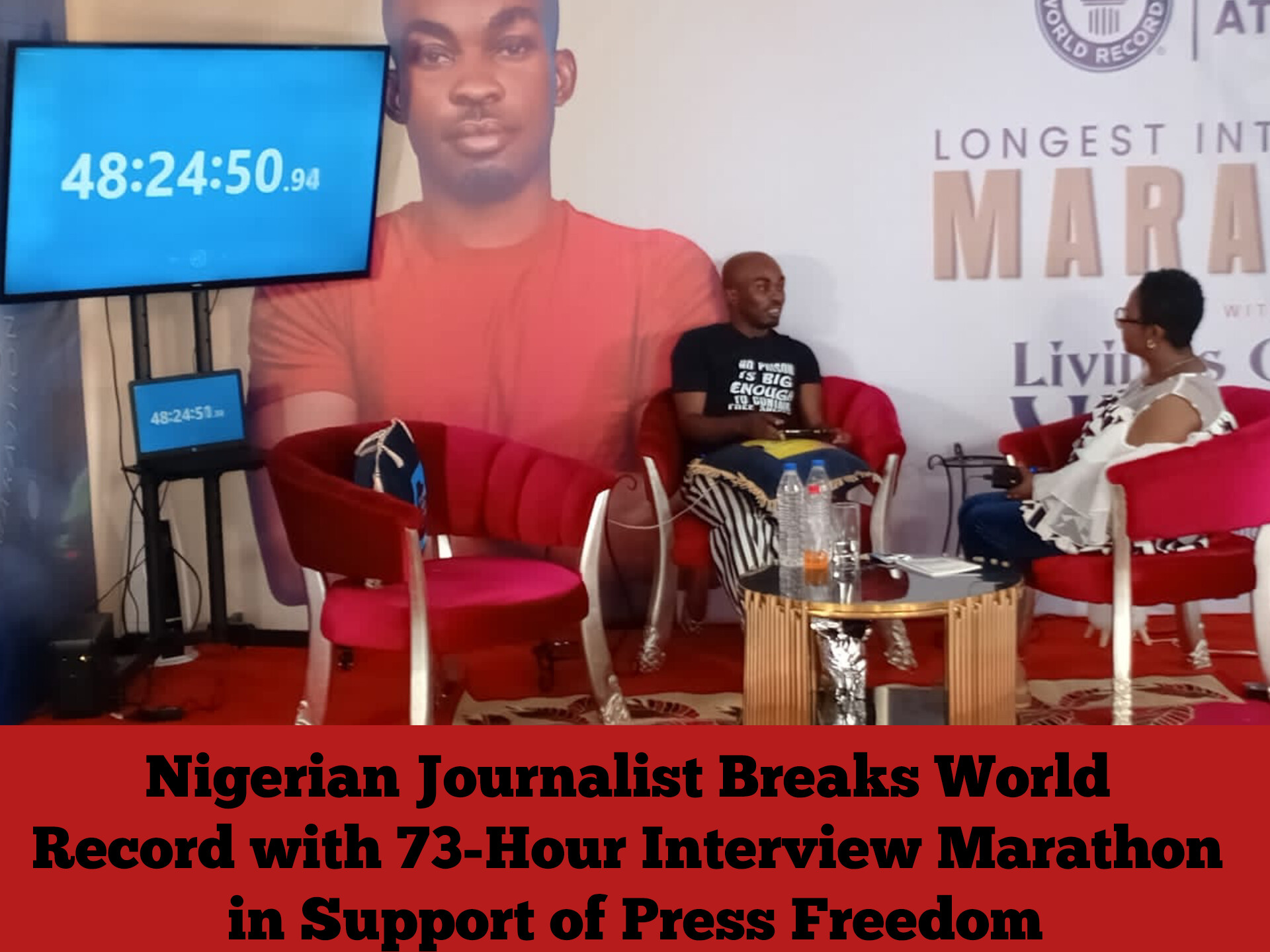 Nigerian Journalist Breaks World Record with 73-Hour Interview Marathon in Support of Press Freedom