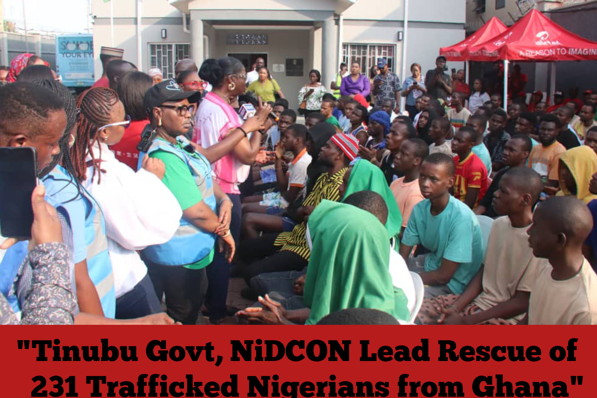 “Tinubu Govt, NiDCON Lead Rescue of 231 Trafficked Nigerians from Ghana”