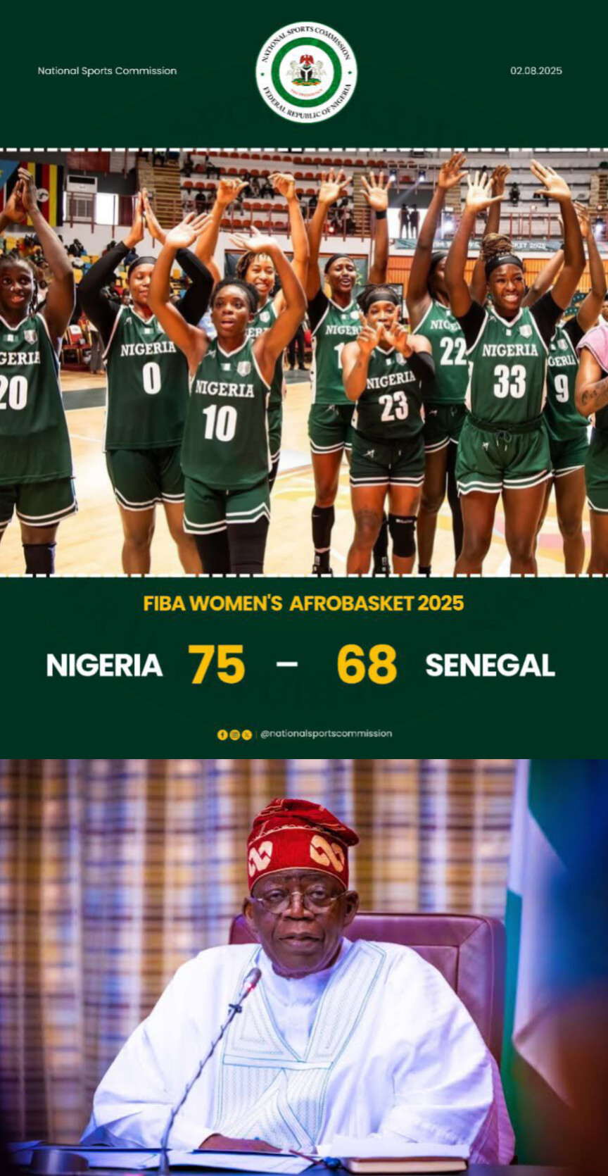D’Tigress Make History with 28th Straight AfroBasket Win, Tinubu Celebrates Epic Comeback