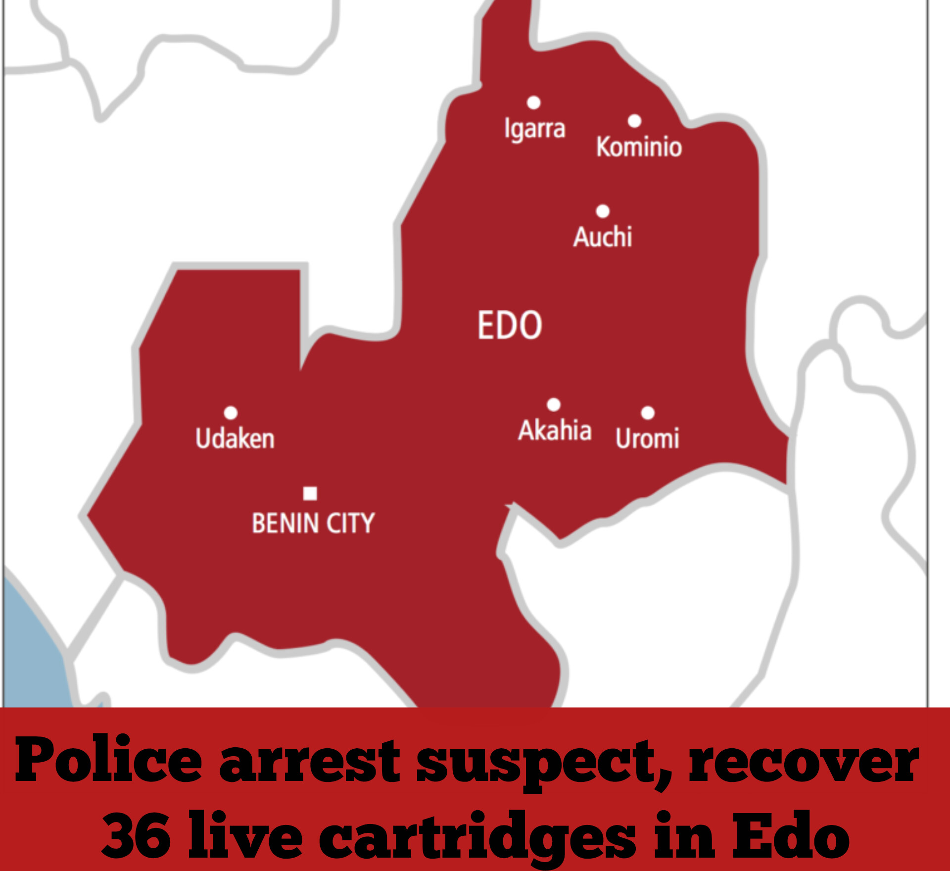 Police arrest suspect, recover 36 live cartridges in Edo