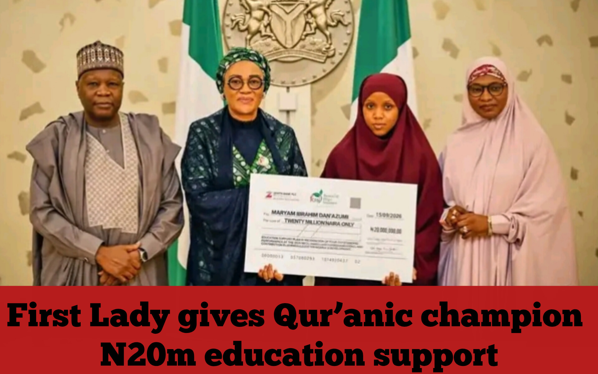 First Lady gives Qur’anic champion N20m education support