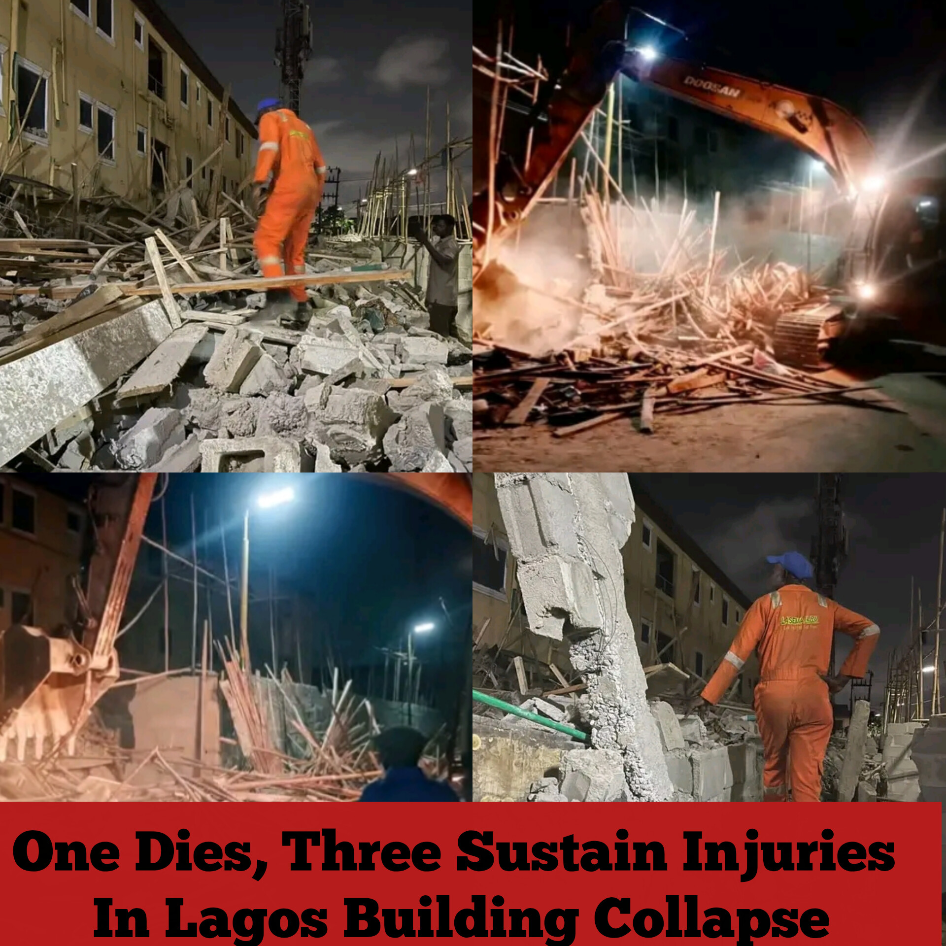 One Dies, Three Sustain Injuries In Lagos Building Collapse